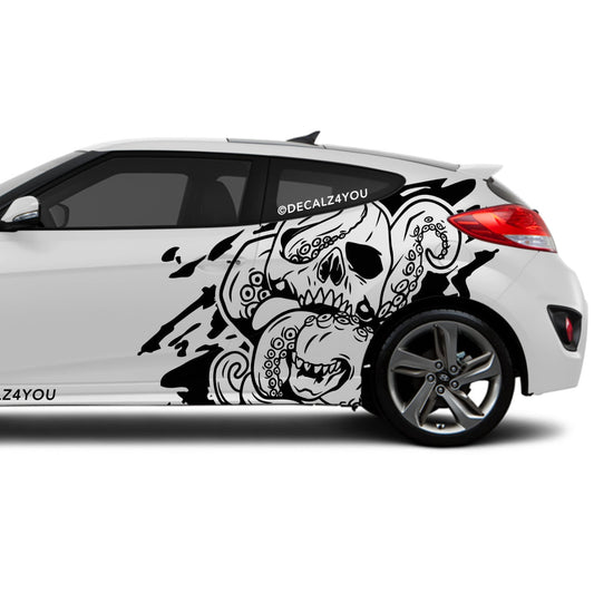 Skull Head Kraken Side Graphic Includes Driver & Passenger Veloster 2019 - Current