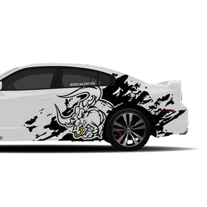 Large Angry Bull XL Side Graphic Includes Driver & Passenger Charger 2011 - 2014