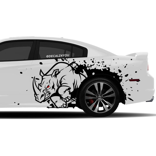 Angry Rhino Side Graphic Includes Driver & Passenger Charger 2011 - 2014