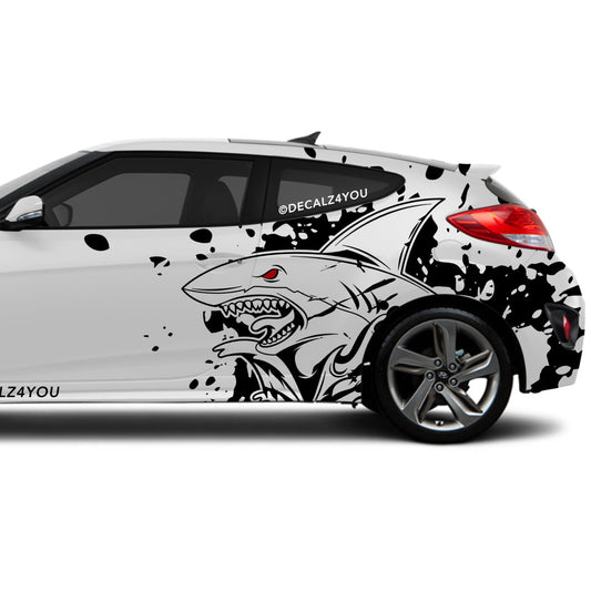 XL Angry Shark Side Graphic Includes Driver & Passenger Veloster 2019 - Current