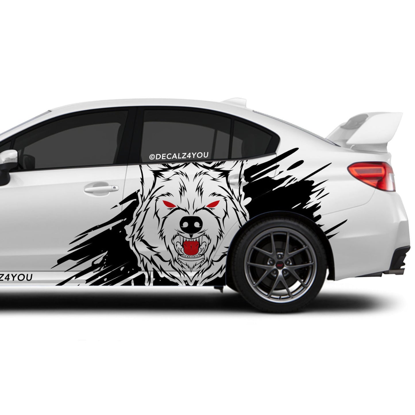 XL Angry Wolf Side Graphic Includes Driver & Passenger Universal