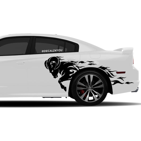Angry Ram Side Graphic Includes Driver & Passenger Charger 2011 - 2014