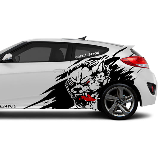 Angry Wolf Side Graphic Includes Driver & Passenger Veloster 2019 - Current