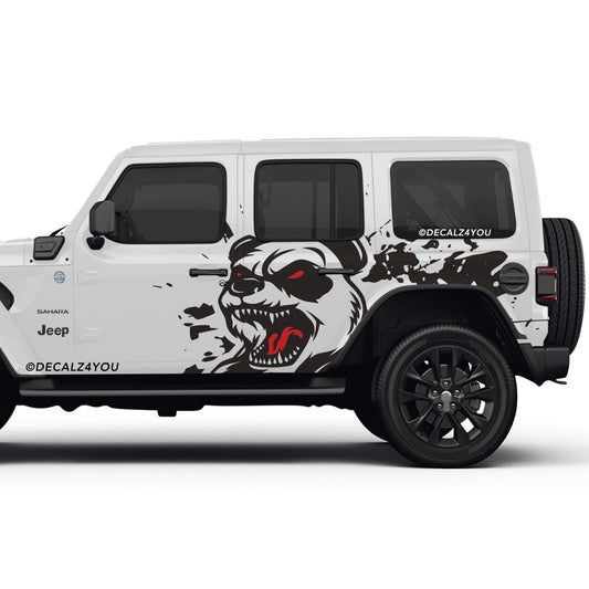 XL Angry Panda Side Graphic Includes Driver & Passenger Wrangler 2018 - Current