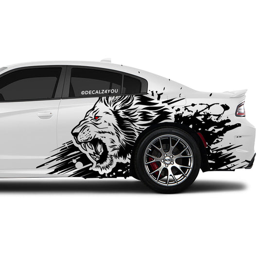 Angry Large Lion Side Graphic Includes Driver & Passenger Charger 2015 - Current
