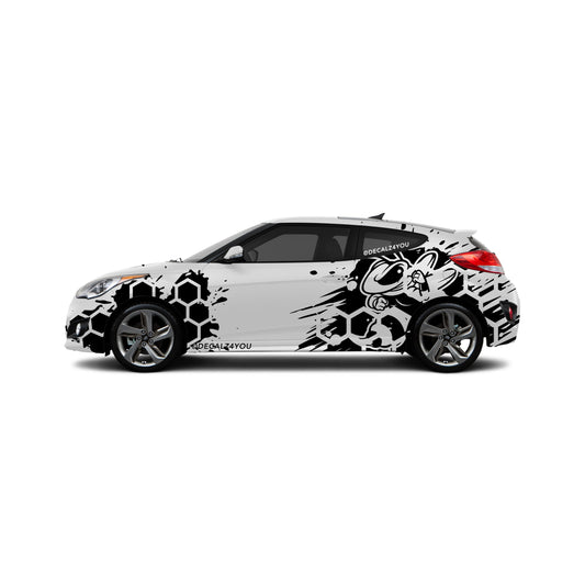 Full Size HoneyComb Bee Side Graphic Includes Driver & Passenger Veloster 2019 - Current