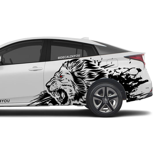 Angry Large Lion Side Graphic Includes Driver & Passenger Prius 2016 - 2022