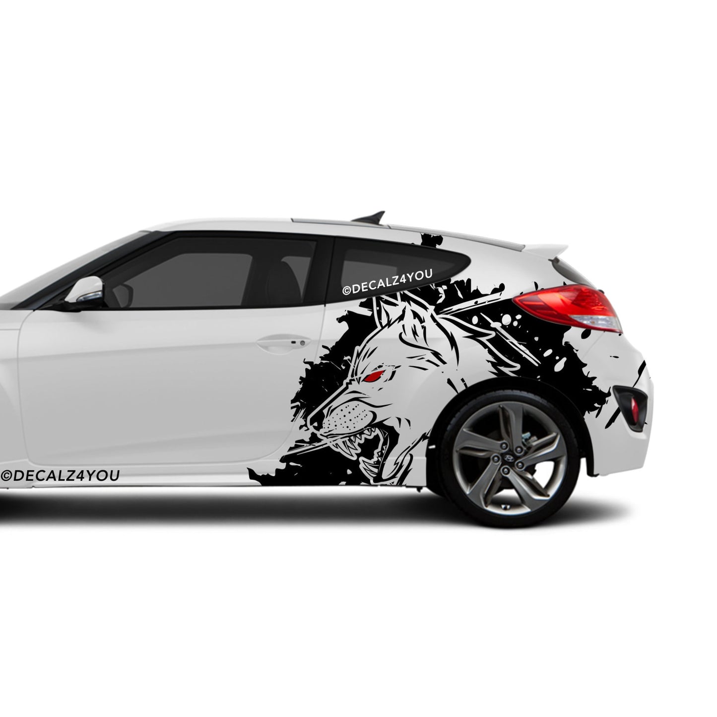 XL Mean Angry Wolf Side Graphic Includes Driver & Passenger Veloster 2019 - Current