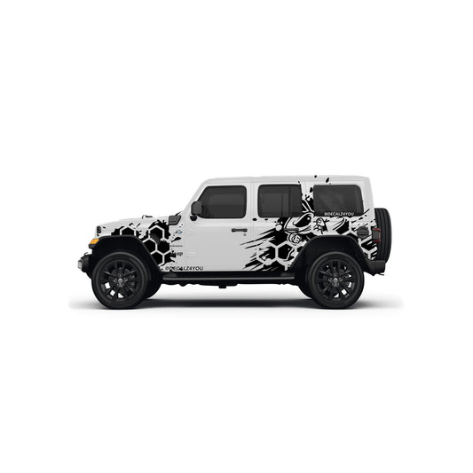 Full Size HoneyComb Bee Side Graphic Includes Driver & Passenger Wrangler 2018 - Current