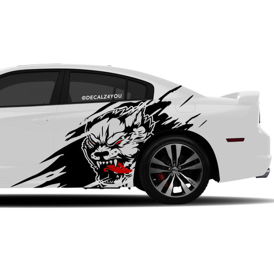 Angry Wolf Side Graphic Includes Driver & Passenger Charger 2011 - 2014