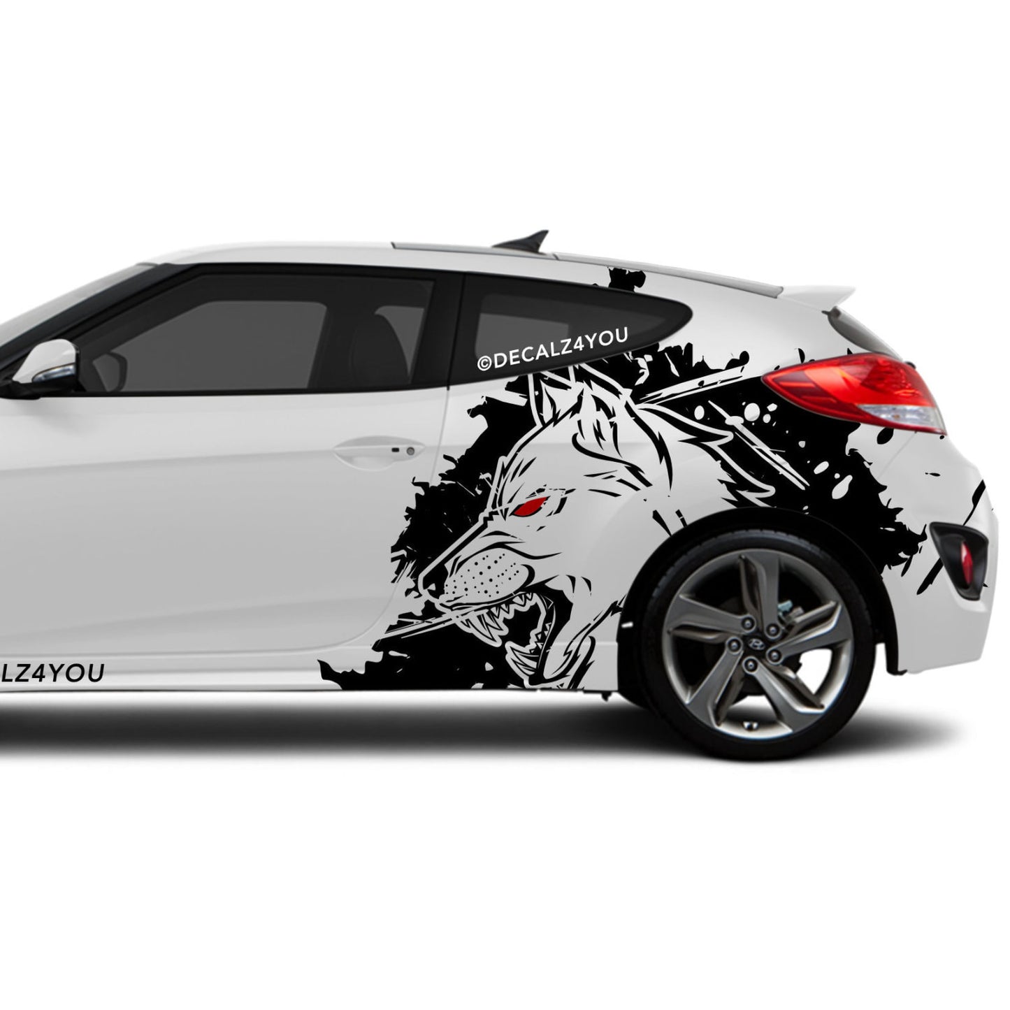 XL Mean Angry Wolf Side Graphic Includes Driver & Passenger Veloster 2019 - Current
