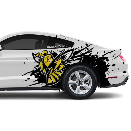 Angry Flying Hornet Side Graphic Includes Driver & Passenger Mustang 2015 - Current
