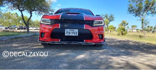 Charger With Hood Scoop 2015- 2024 SINGLE "fat" Racing Stripe & Pin Stripes (Rally stripe).
