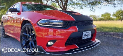 Charger With Hood Scoop 2015- 2024 SINGLE "fat" Racing Stripe & Pin Stripes (Rally stripe).