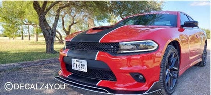 Charger With Hood Scoop 2015- 2024 SINGLE "fat" Racing Stripe & Pin Stripes (Rally stripe).
