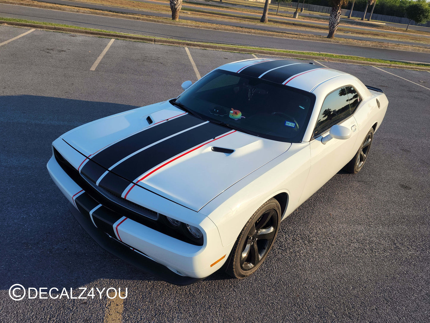 Challenger 2008-2014 Racing Stripes Dual 10" & PIN Stripe (Rally stripe).